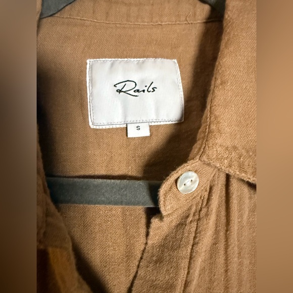 Rails Oversized Button Up Ellis Gauze Shirt in Toasted Coconut Tan Brown Small - Picture 6 of 11